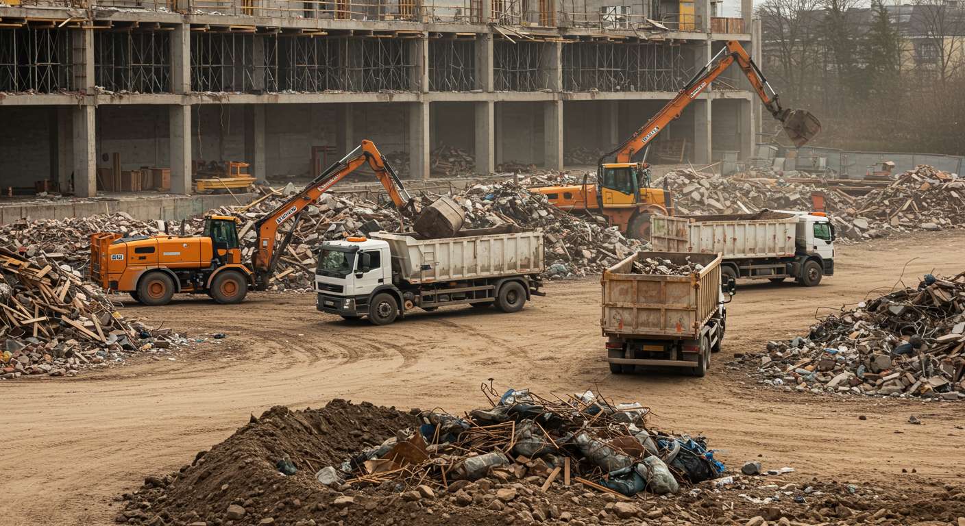 Вывоз строительного мусора эконом класса с крупных стройплощадок