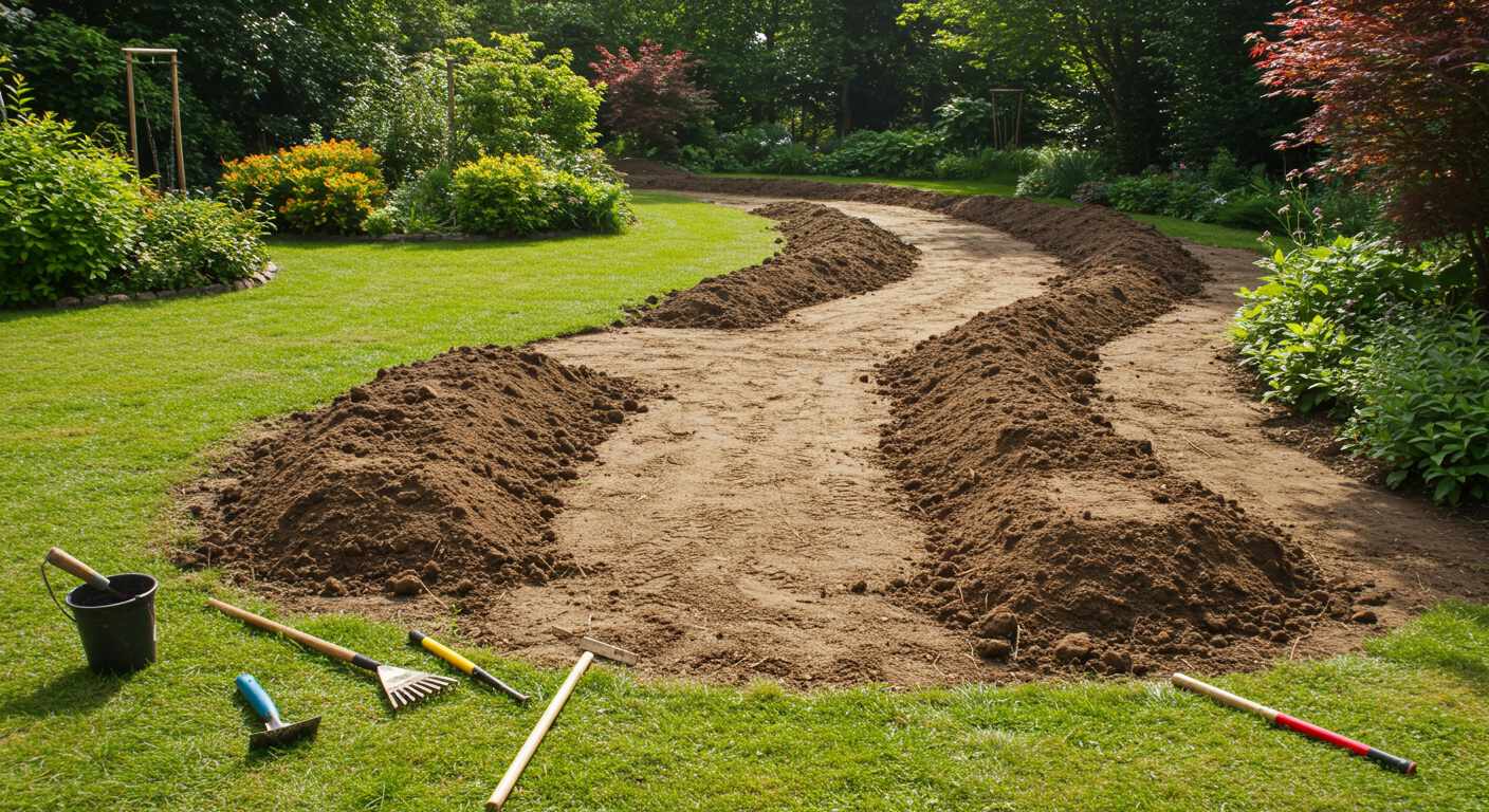 Выравнивание участка под садовые дорожки