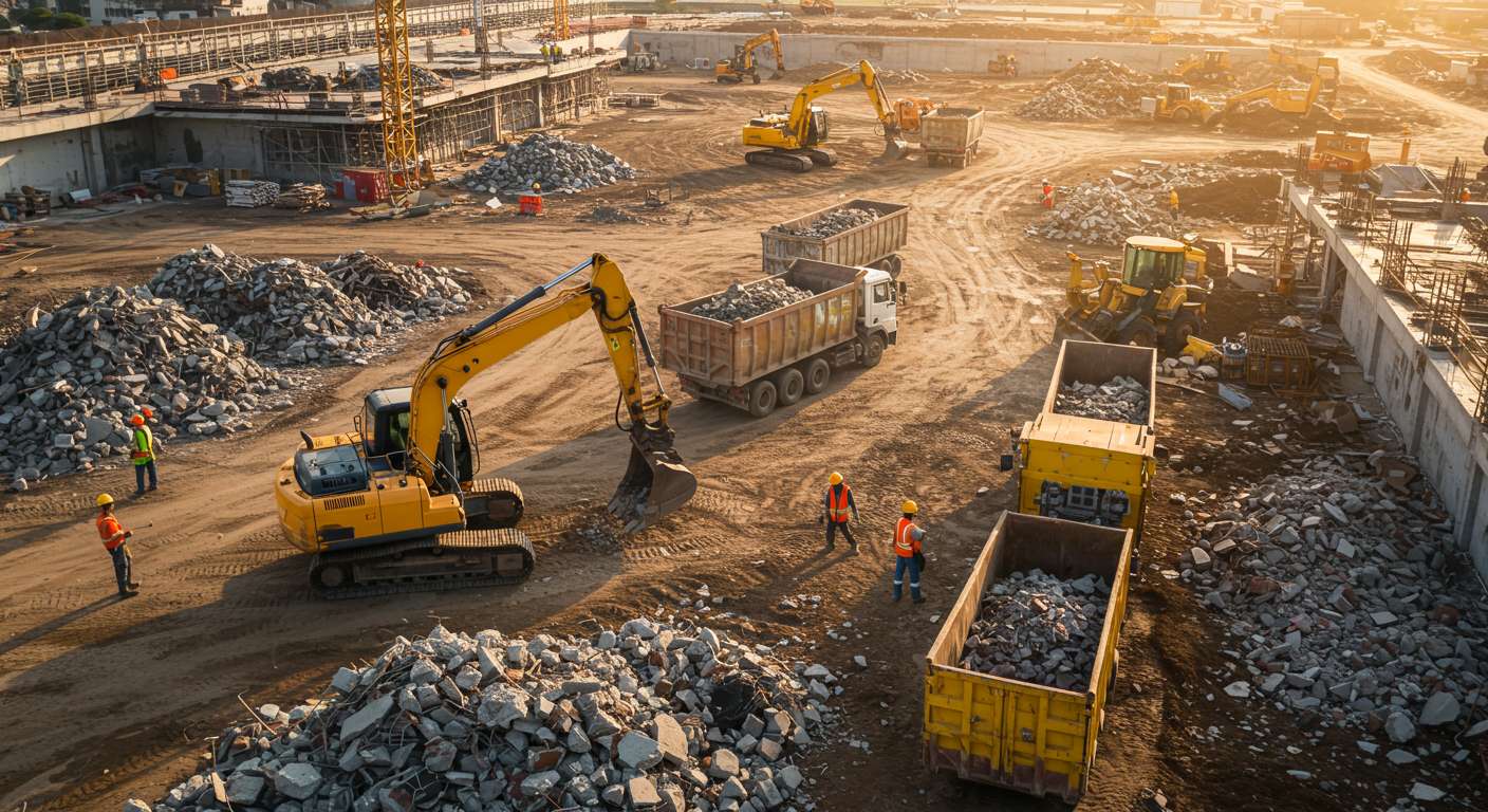 Вывоз строительного мусора срочного класса с крупных стройплощадок