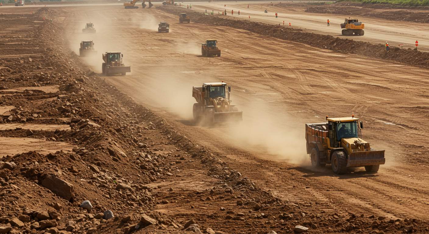 Выравнивание территории под промышленное строение