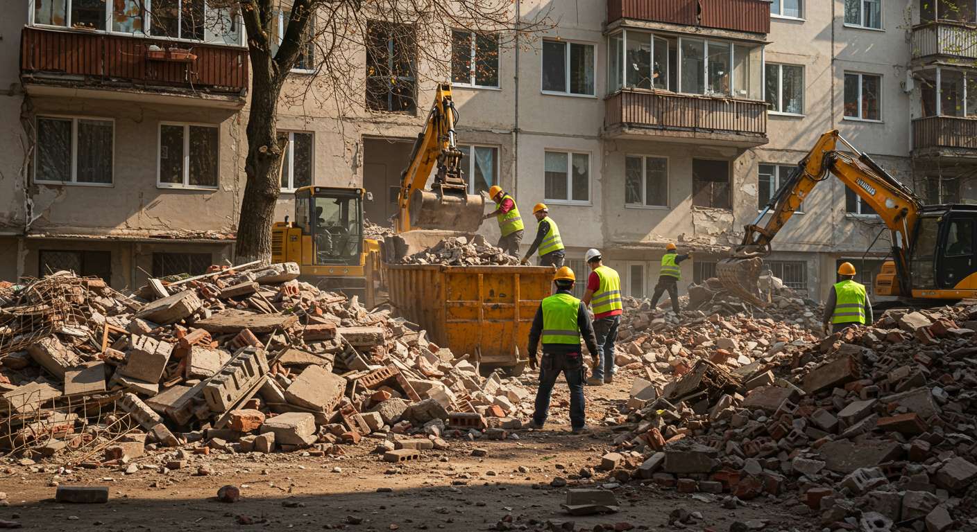 Вывоз строительного мусора комплексного класса с многоквартирных домов