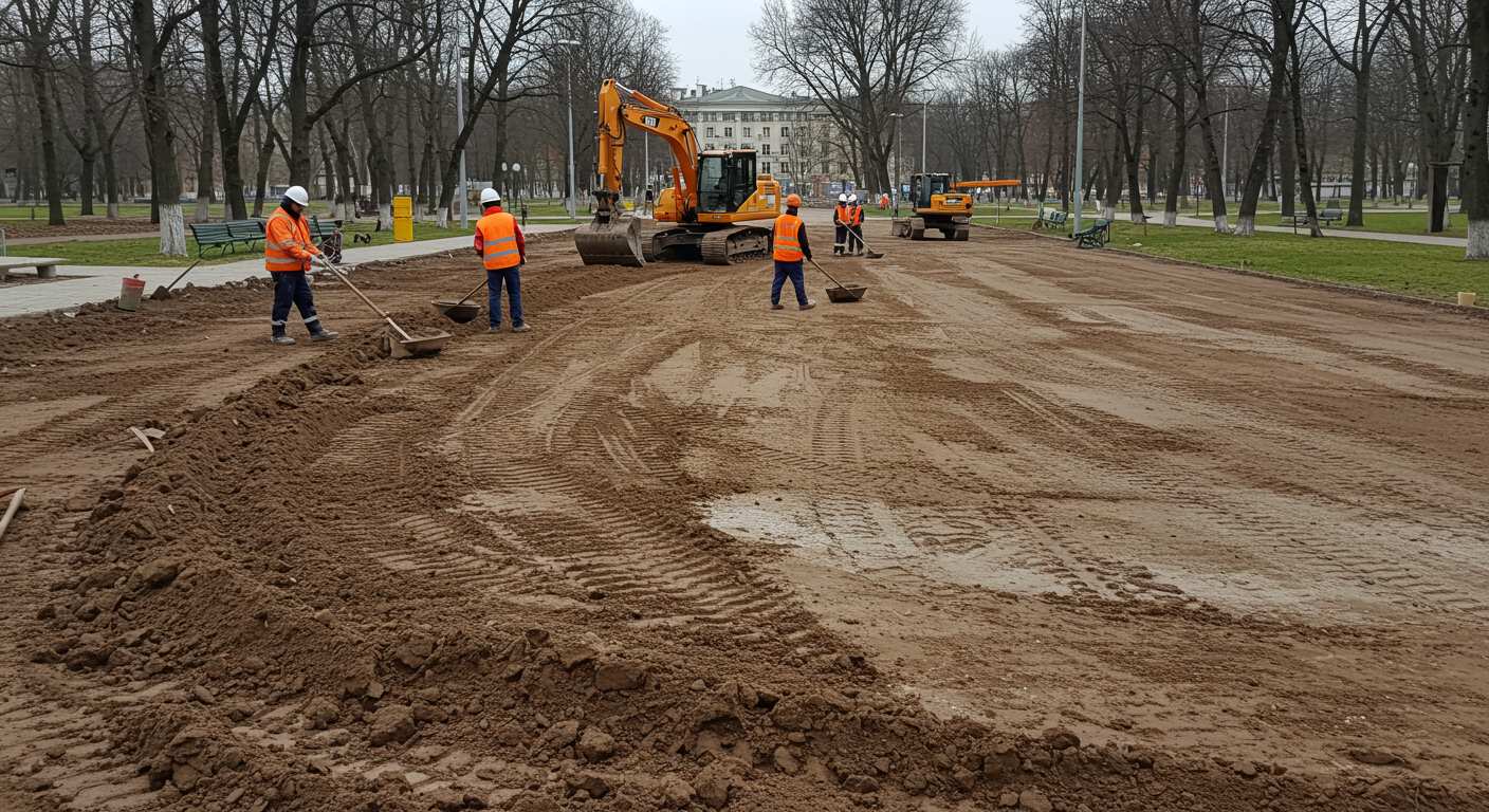 Выравнивание участка под партерный газон для парков и скверов