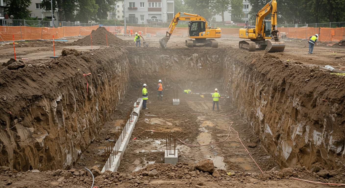 Подготовка основания под фундаменты Земляные работы под фундаменты