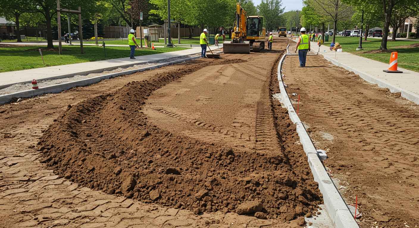 Выравнивание участка под тротуарные парковые дорожки