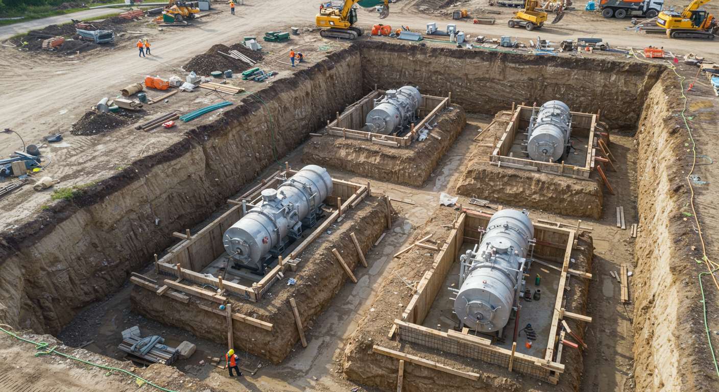 Котлованные земляные работы для строительных котлов