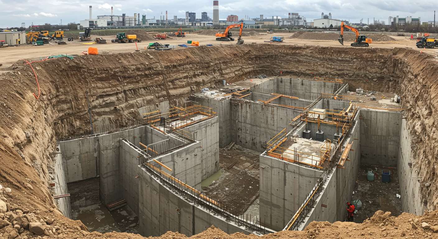 Подготовка котлована под котлы с использованием техники Котлованные земляные работы для строительных котлов